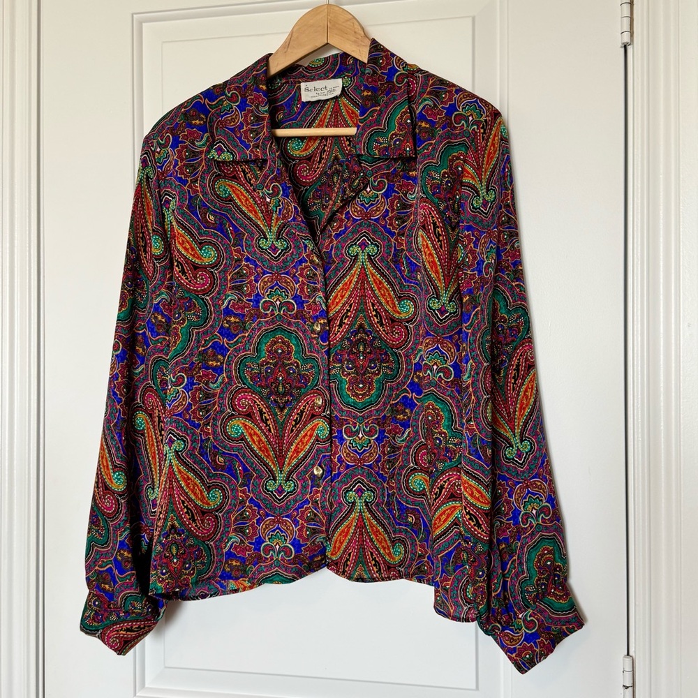 Vintage Button-Down Shirt in Multicolor Paisley